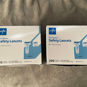 Medline Safety Lancets 28 Gauge 1.6 mm Push Button Latex Free Single Use